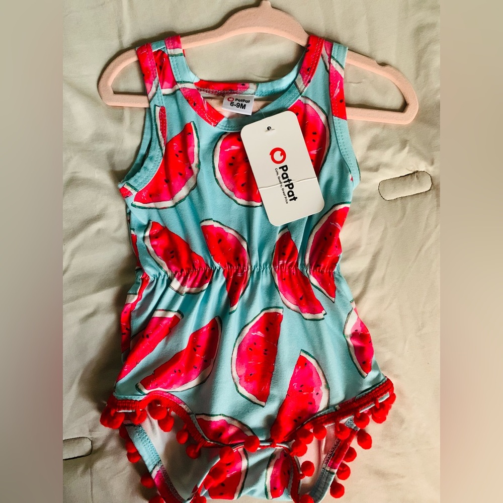 Cute watermelon baby romper, 3-6 months old, summer wear